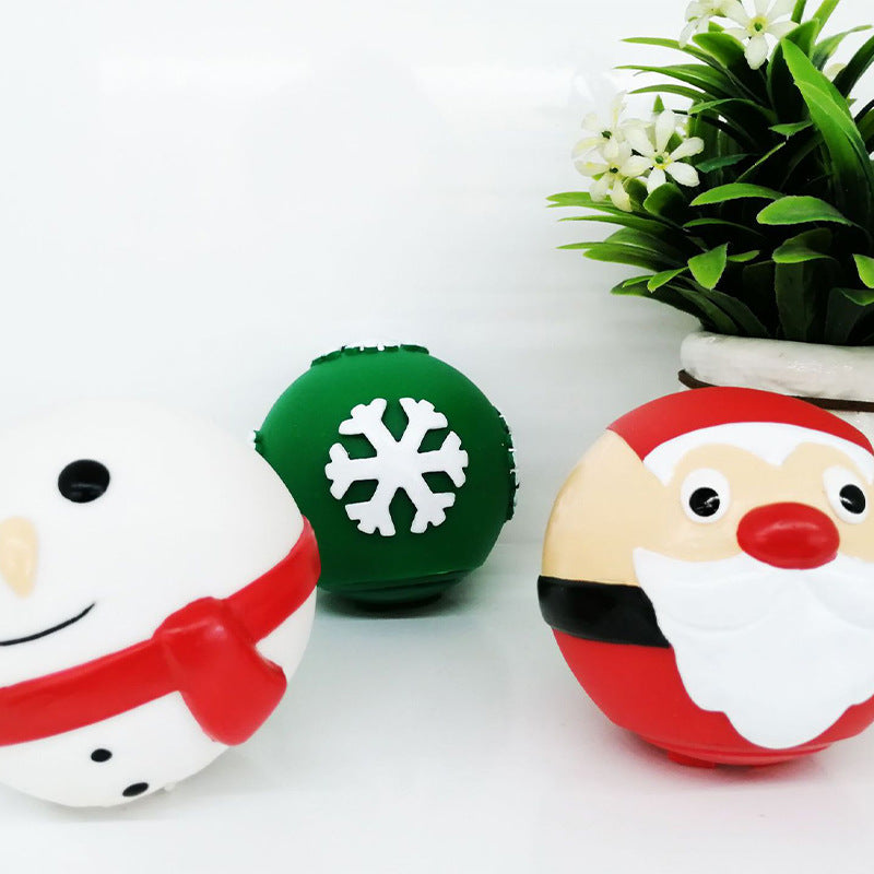 Christmas Food Dropping Ball Pet Toy Interactive Bite-Resistant