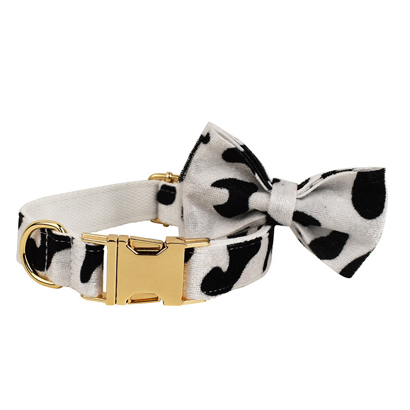 New Cows On White Background Dog Collar Bow Dog Back Suit