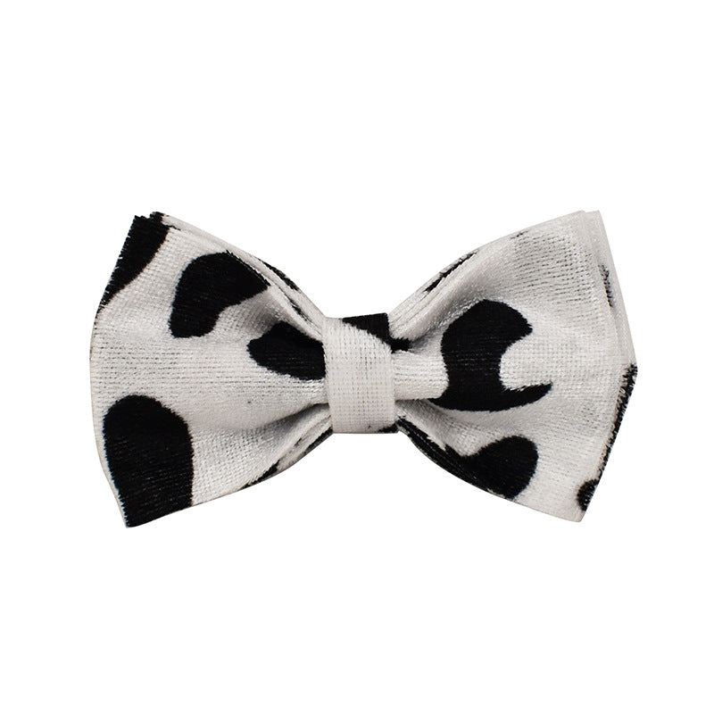 New Cows On White Background Dog Collar Bow Dog Back Suit
