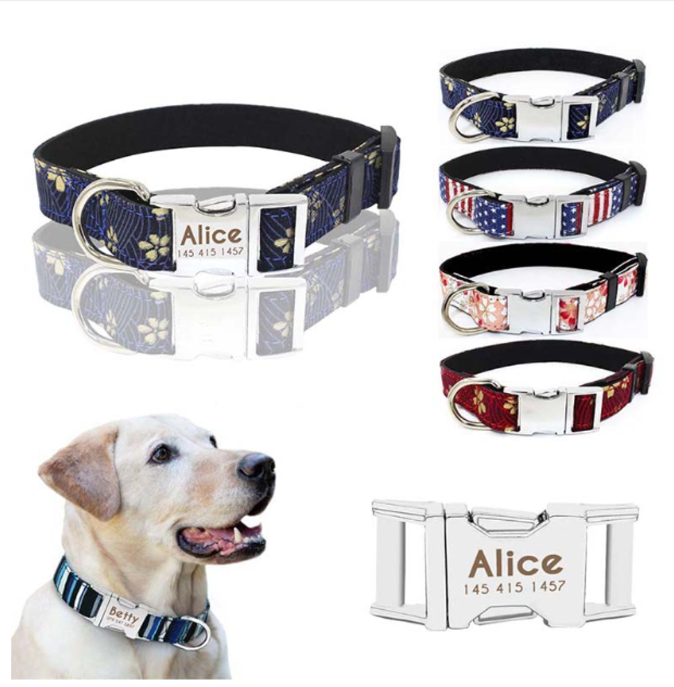 Metal Quick-Release Buckle Fabric Collar Collar Adjustable Size Small And Medium-Sized Dogs