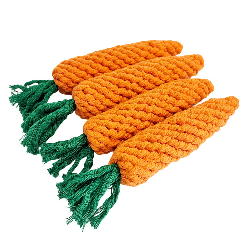 Chew-Resistant Braided Carrot Dog Toy
