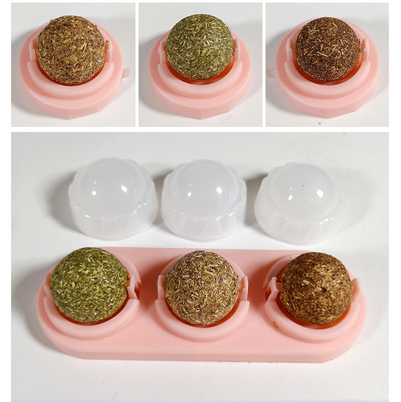 3-Piece Self-Adhesive Catnip Lick Ball