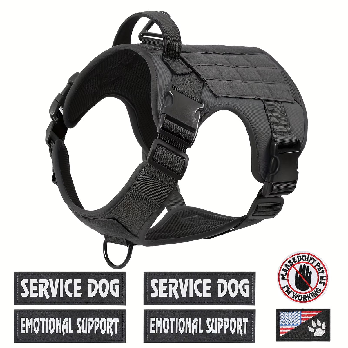 Adjustable Reflective Tactical Service Dog Harness