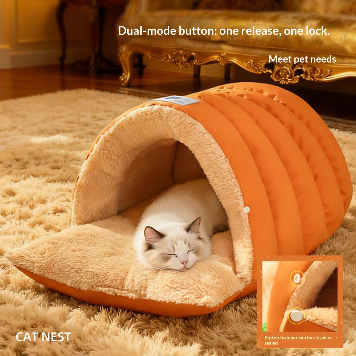 Enclosed Sleeping Bag Pet Bed For Winter Warmth