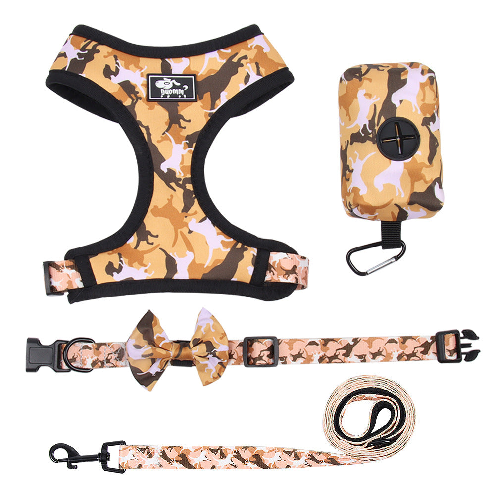 Printed Dog Chest Harness Set