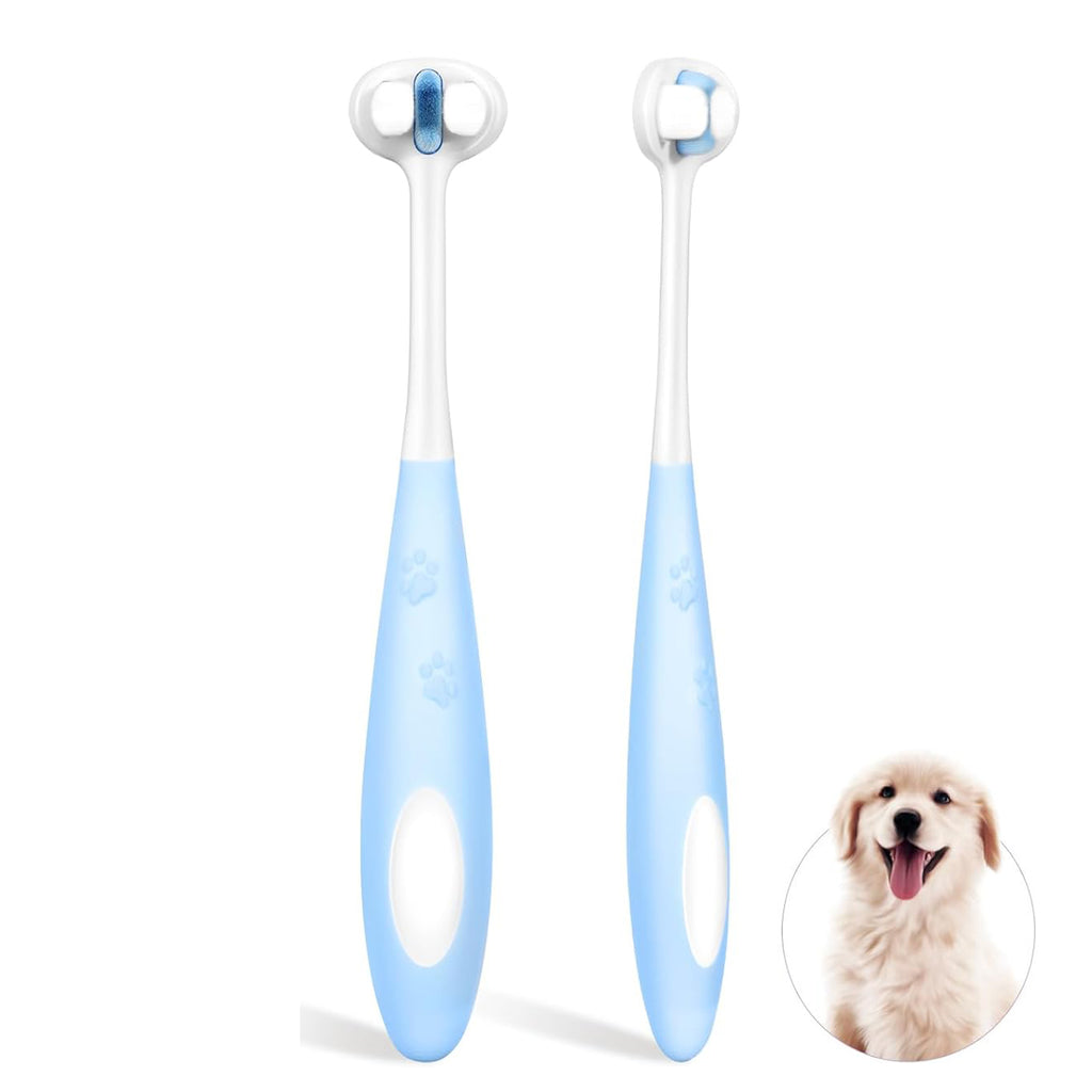 Ultra Soft Nano Bristles Dog Toothbrush Pet Dental Care Kit 3 Sided Design For Easy Teeth Cleaning Suitable For All Dogs,For Your Pet'S Sens
