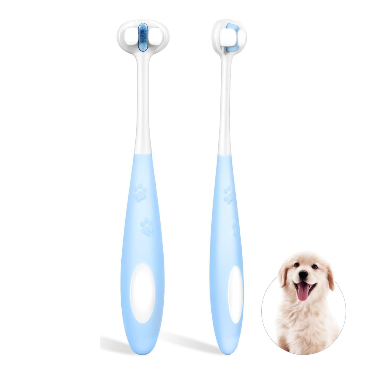 Ultra Soft Nano Bristles Dog Toothbrush Pet Dental Care Kit 3 Sided Design For Easy Teeth Cleaning Suitable For All Dogs,For Your Pet'S Sens