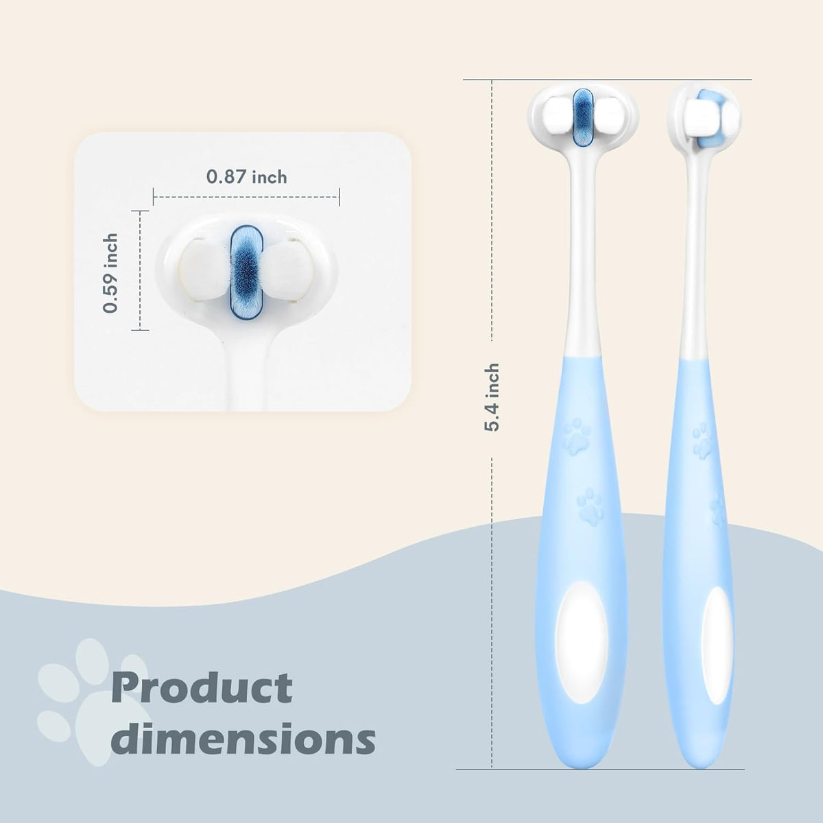 Ultra Soft Nano Bristles Dog Toothbrush Pet Dental Care Kit 3 Sided Design For Easy Teeth Cleaning Suitable For All Dogs,For Your Pet'S Sens
