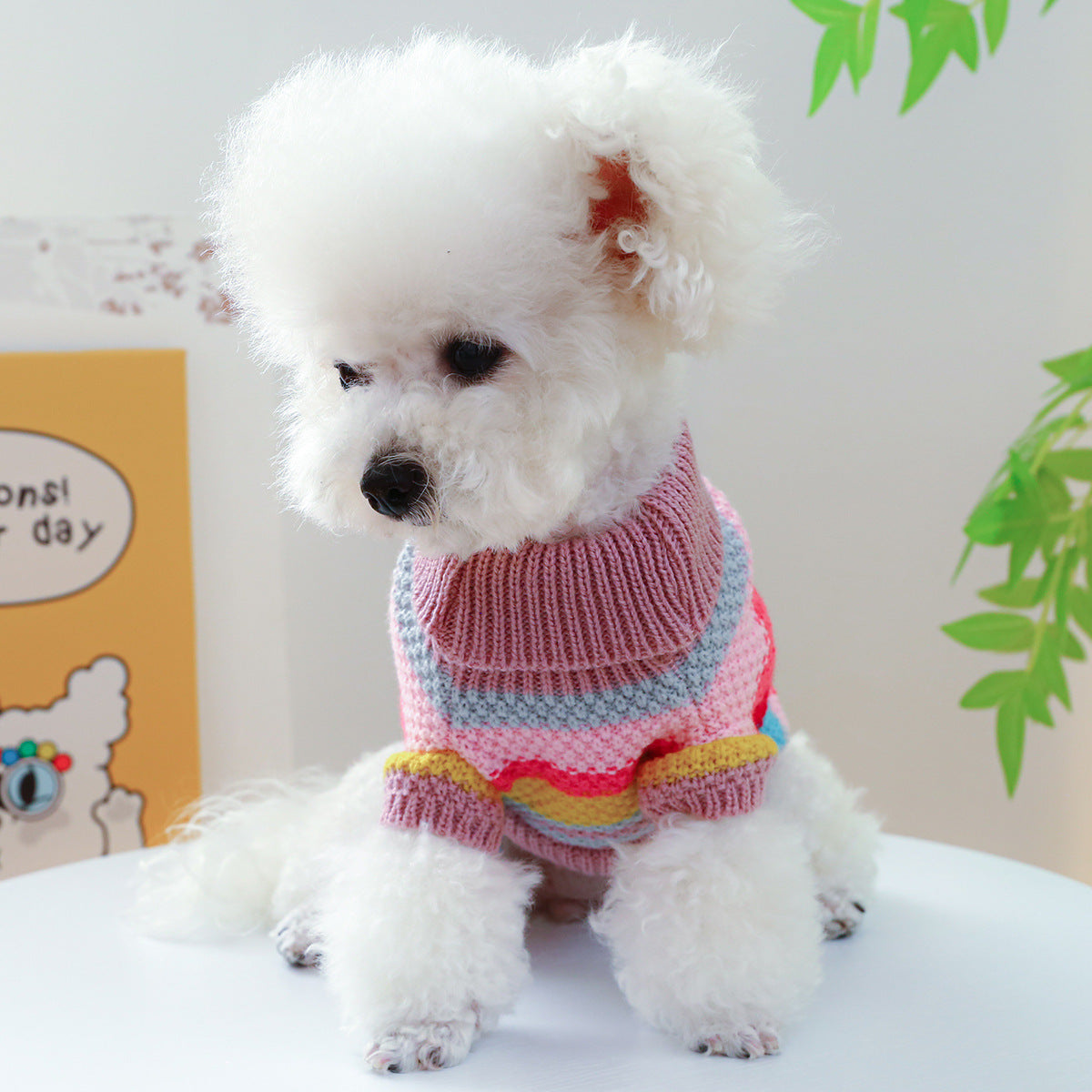 Comfortable Colorful Striped Dog Sweater