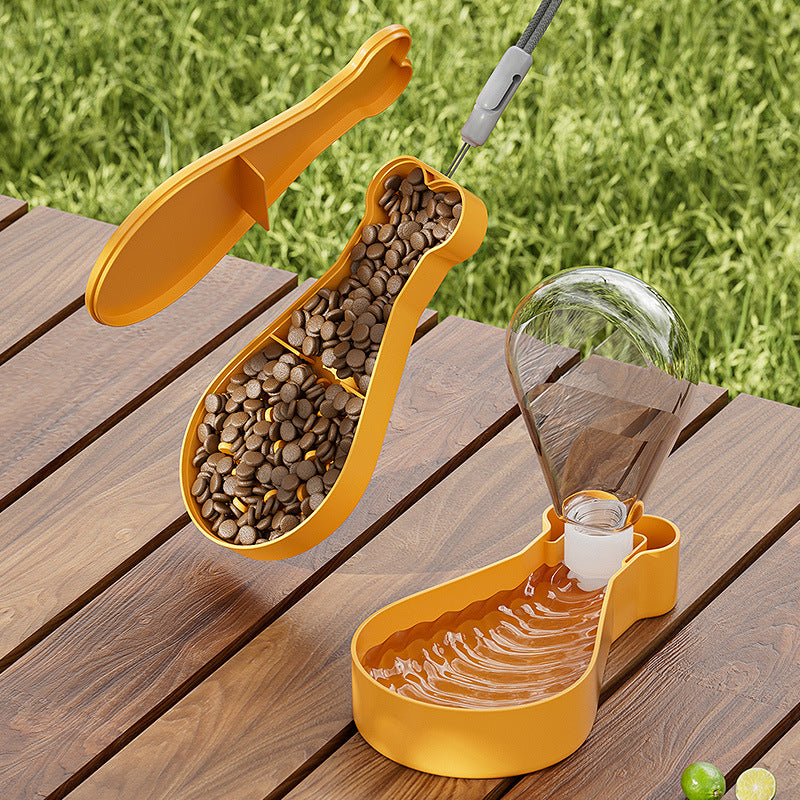 Pet Water Feeder Pet Hydration On-The-Go Portable 2-In-1 Pet Water Bottle Food Container For Outdoor Travel Chicken Drumstick