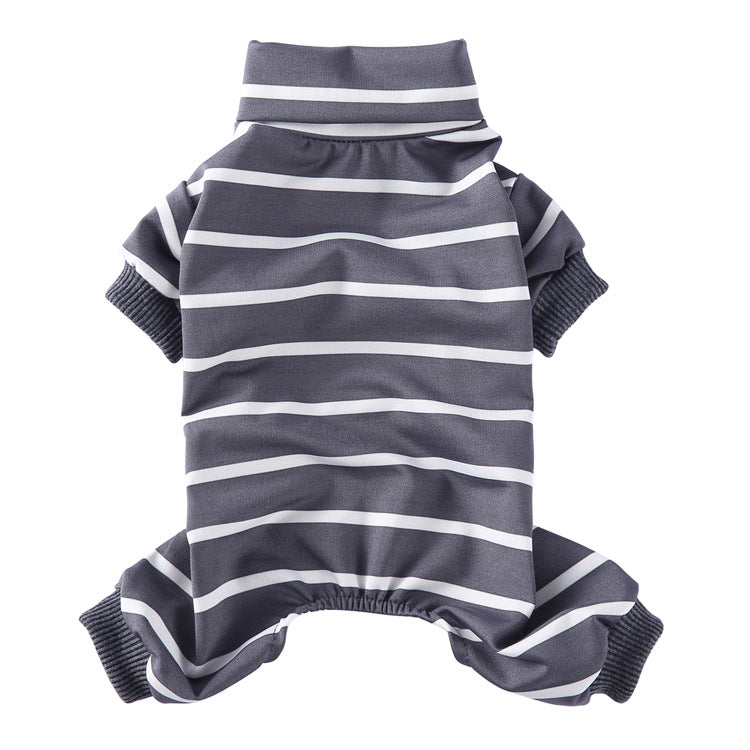 Fashionable High Collar Striped Dog Pajamas