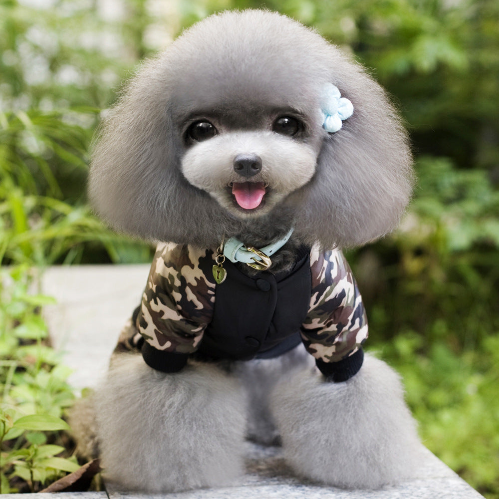 Camouflage Fbi Four-Pot Warm Cotton Coat Pet