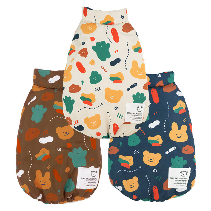 Double-Sided Cartoon Pet Vest for Autumn and Winter