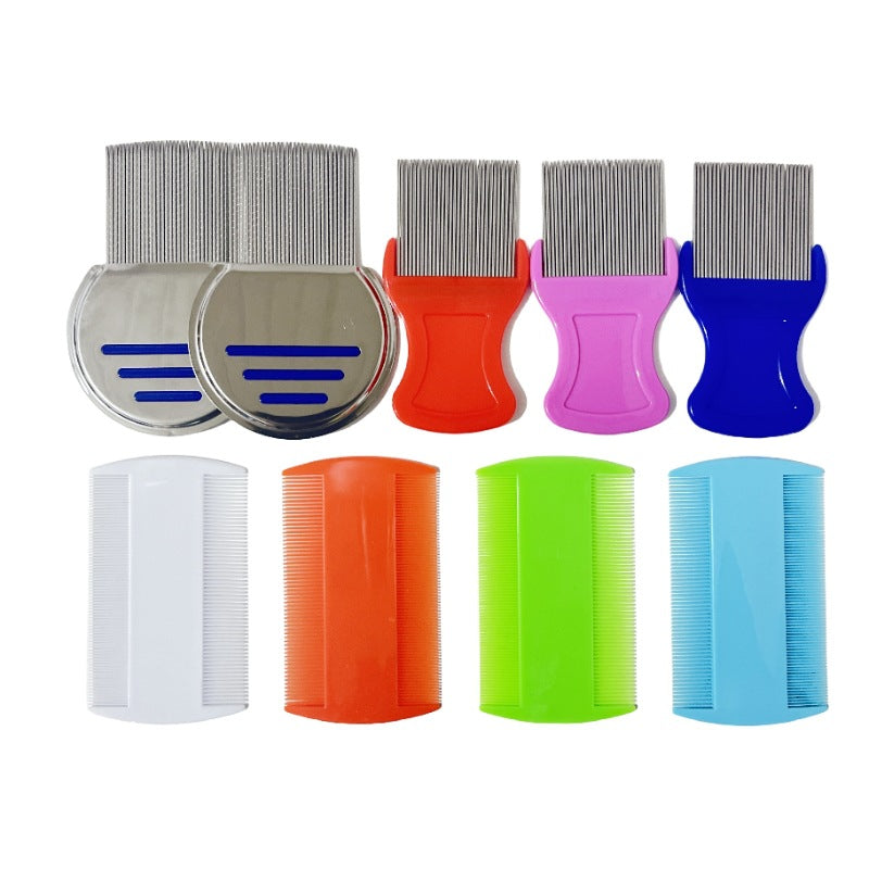 Stainless Steel Dense Gear Blue Pet Flea Comb 4-Piece Set