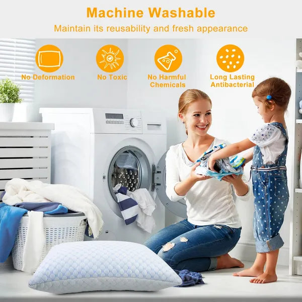 Cooling Memory Foam Pillow Ventilated Soft Bed Pillow With Cooling Gel Infused Memory Foam Heat Reducing Cooling Fiber Breathable Machine Wa