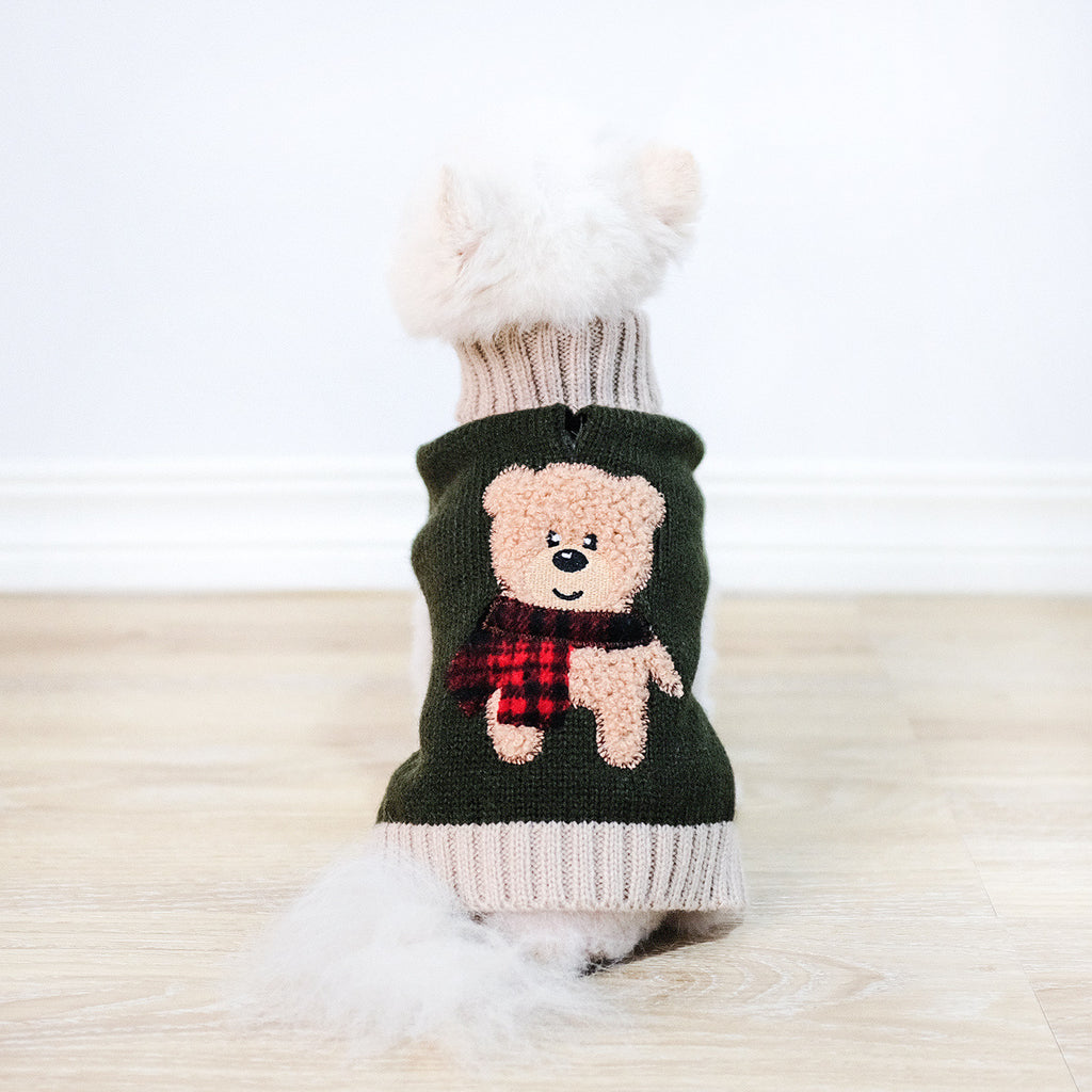 Army Green Bear Dog Sweater