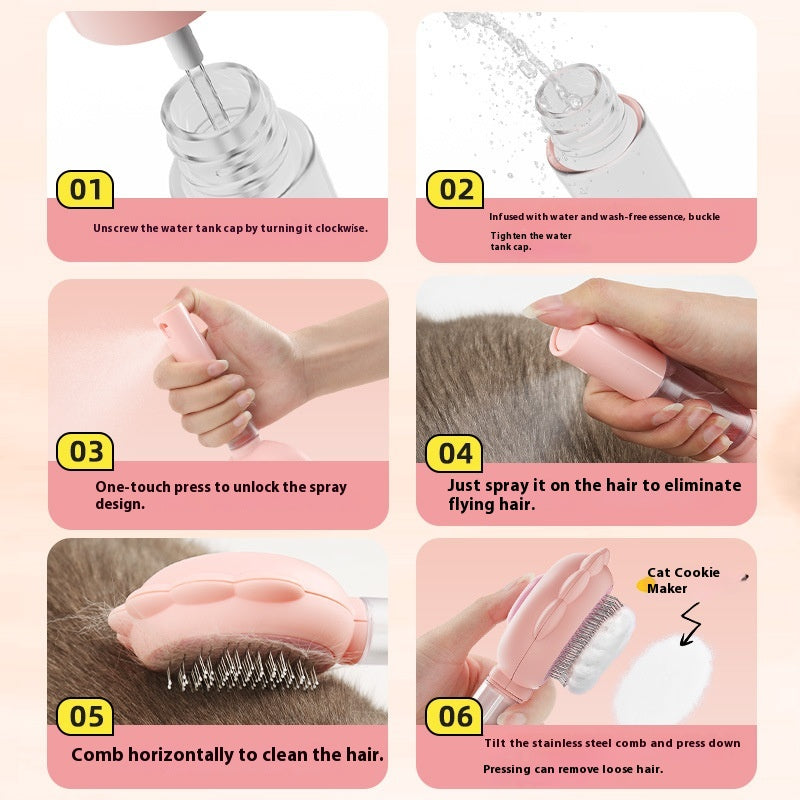 Self-Cleaning Dog Grooming Brush with Spray