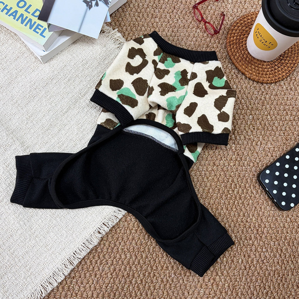 Thickened Four-Leg Leopard Print Dog Jumpsuit