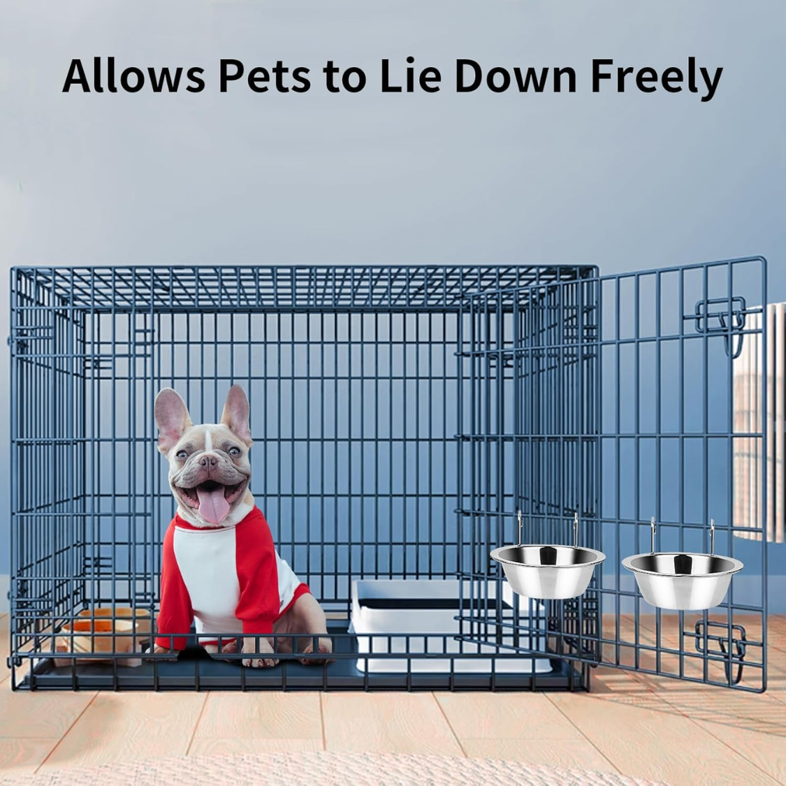 2Pcs Kennel Water Bowl Hanging,Stainless Steel Puppy Bowls For Small Dog Cage,Kennel, Crate, Catio Accessories,Dog Crate Water Bowl Dish Fee