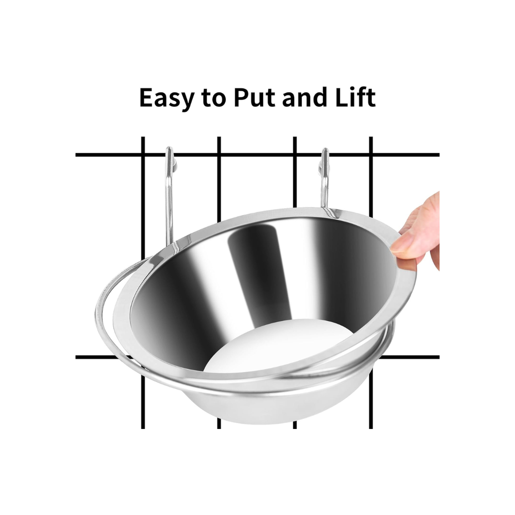 2Pcs Kennel Water Bowl Hanging,Stainless Steel Puppy Bowls For Small Dog Cage,Kennel, Crate, Catio Accessories,Dog Crate Water Bowl Dish Fee
