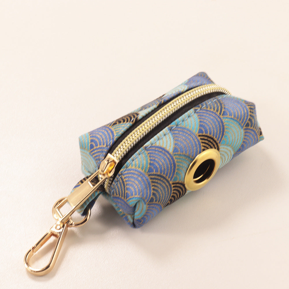 Blue Cloud-Pattern Gold-Stamped Dog Collar