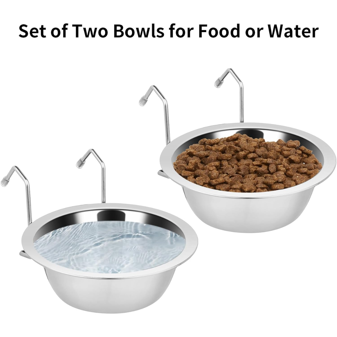 2Pcs Kennel Water Bowl Hanging,Stainless Steel Puppy Bowls For Small Dog Cage,Kennel, Crate, Catio Accessories,Dog Crate Water Bowl Dish Fee