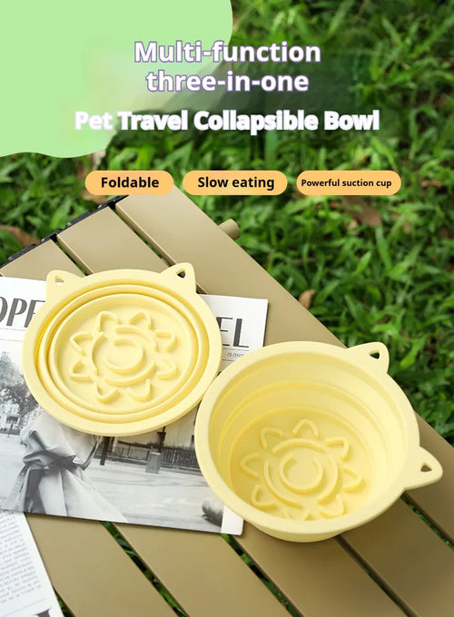 3-In-1 Collapsible Slow Feeder Dog Bowl