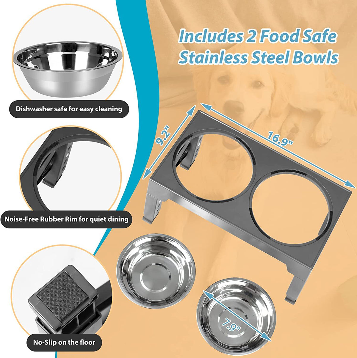 Lifting Slow Feeder Dog Bowl Rack