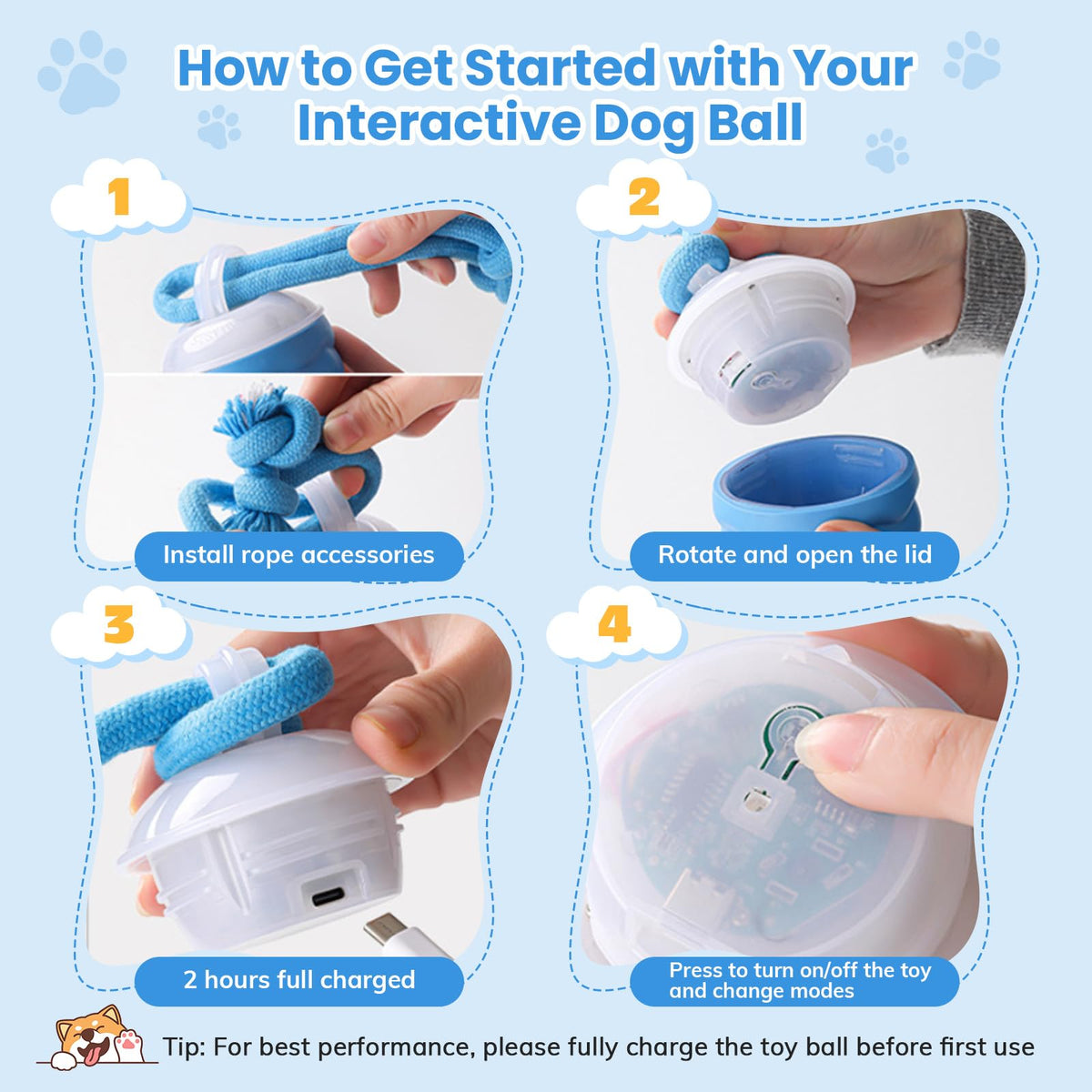 Motion-Activated Interactive Dog Ball With Three Modes