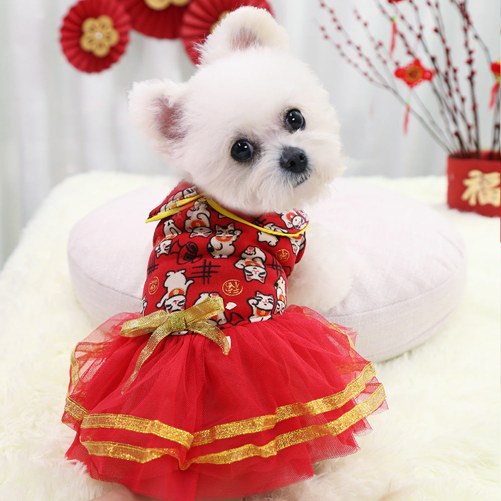 New Year'S Dress Pet Sweater Thin Fleece