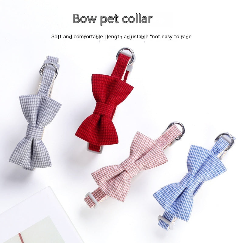 Houndstooth Bow Pet Collar