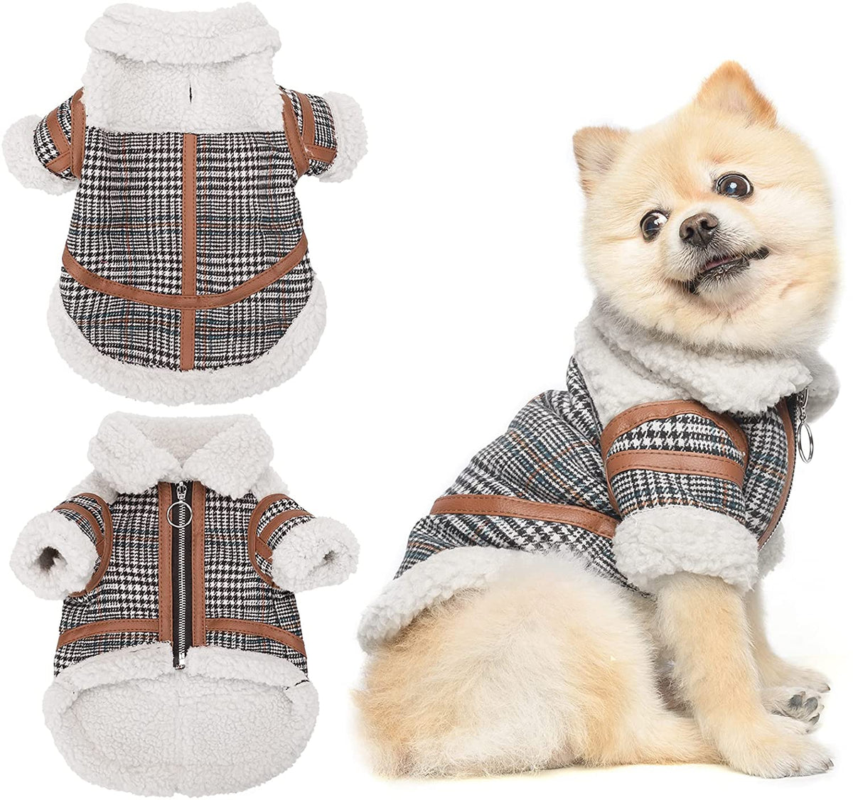 Warm Two-Legged Plaid Dog Clothes