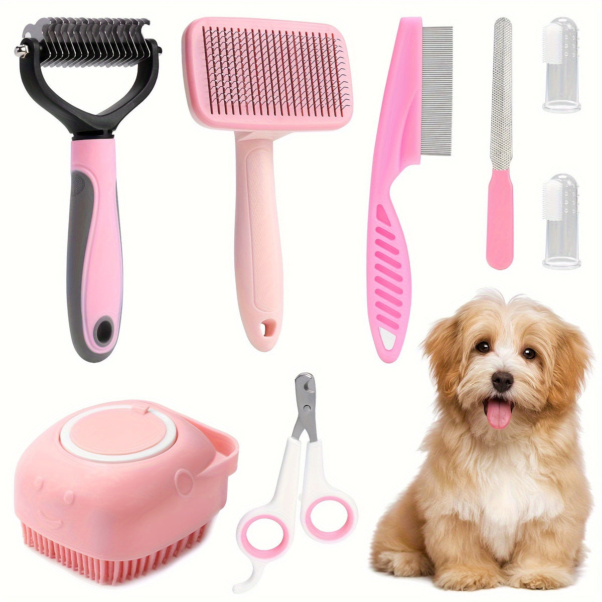 8-Piece Dog Beauty Tools Self-Cleaning Suit