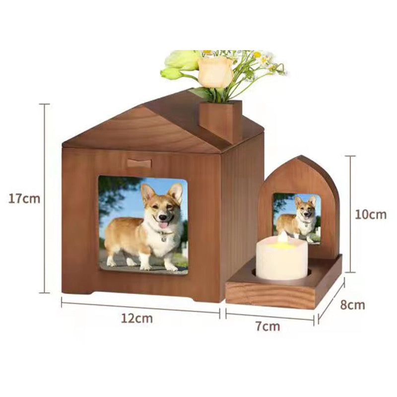 Pet Urn Solid Wood Memorial Wooden Box Animal Cremation Funeral Products