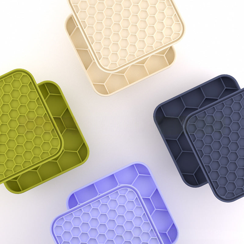3-In-1 Honeycomb Slow Feeder Licking Dish With Lid