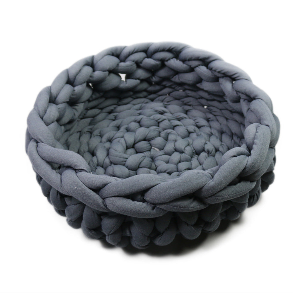 Coarse Wool Hand-Woven Pet Nest Washable Solid Color