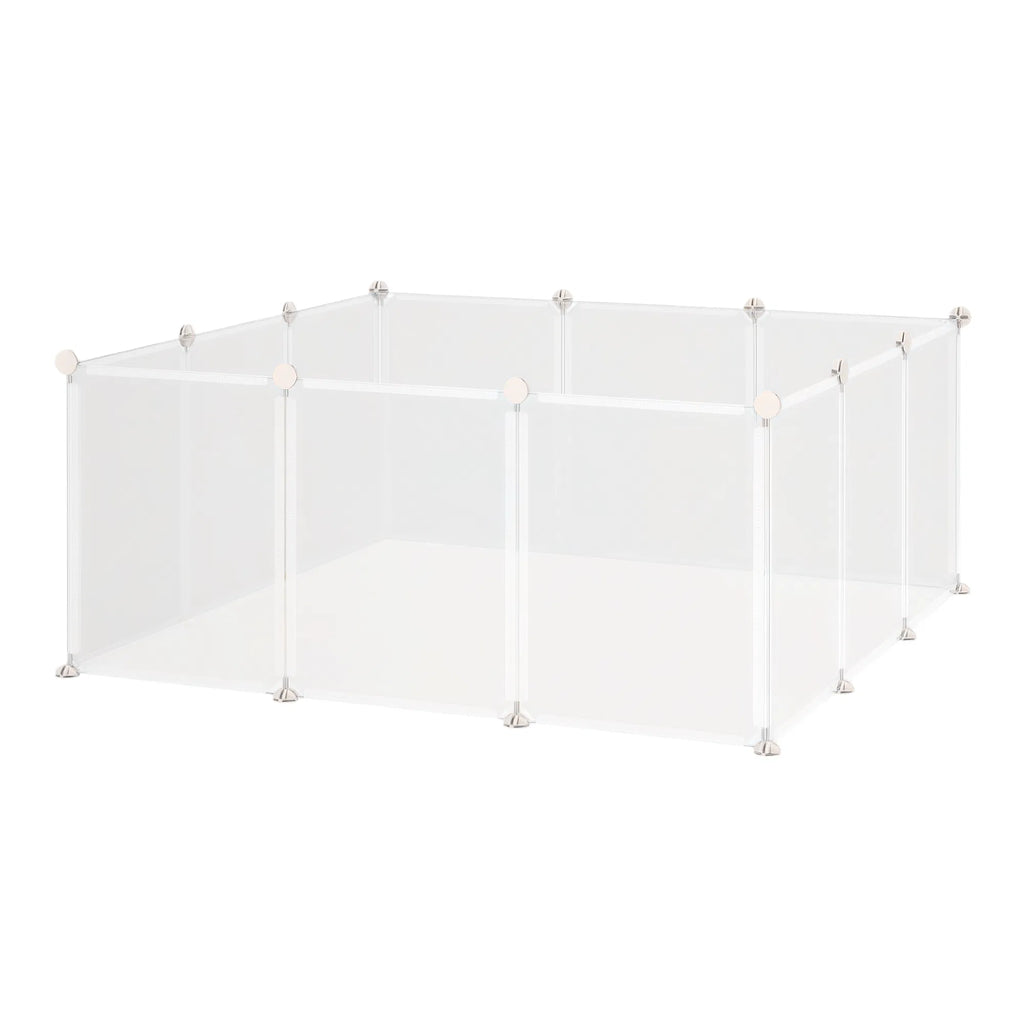Small Animal Cage Plastic Chinchilla Cage 12 Panels For Bunny Chinchilla Guinea Pig, 18" X 14", White