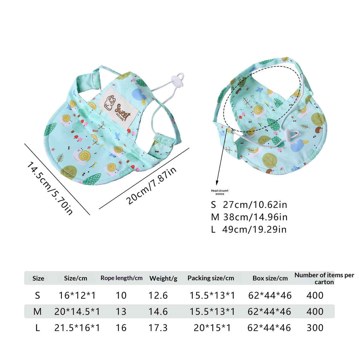 Cartoon Ear-Opening Pet Sun Hat