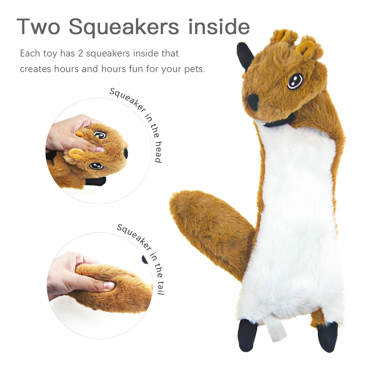 Dog Squeak Toys, No Stuffing Plush Dogs Chew Toy Bundle For Small Medium Large Breed Chewer Tough Durable Squeaky Pet Fetch Puppy Teething C