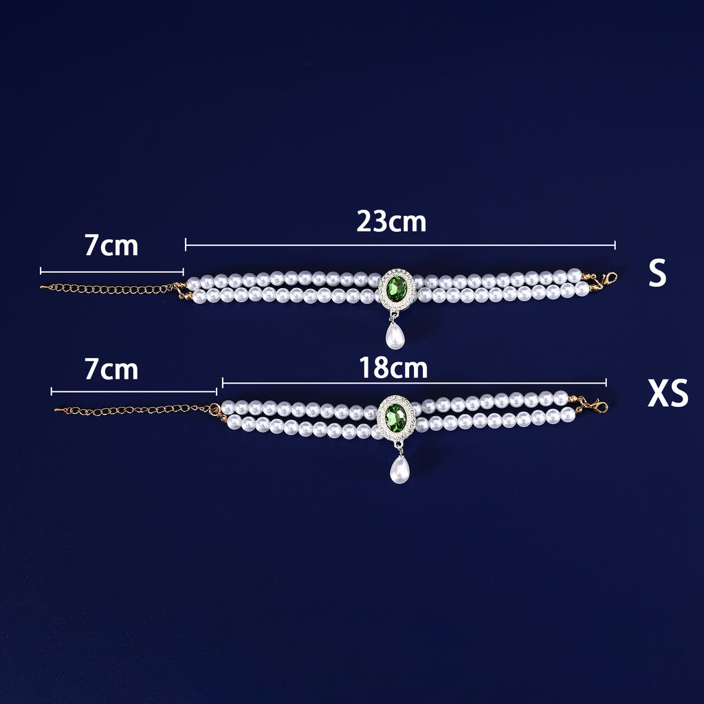 Double-Layer Pearl Pet Necklace Maltese Puppy Luxurious Color Gem Pendant Princess Collar