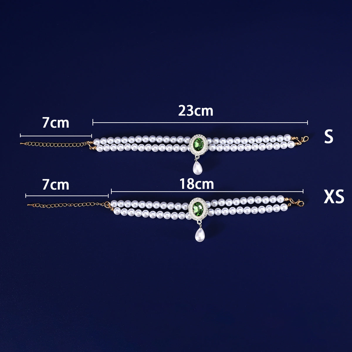 Double-Layer Pearl Pet Necklace Maltese Puppy Luxurious Color Gem Pendant Princess Collar