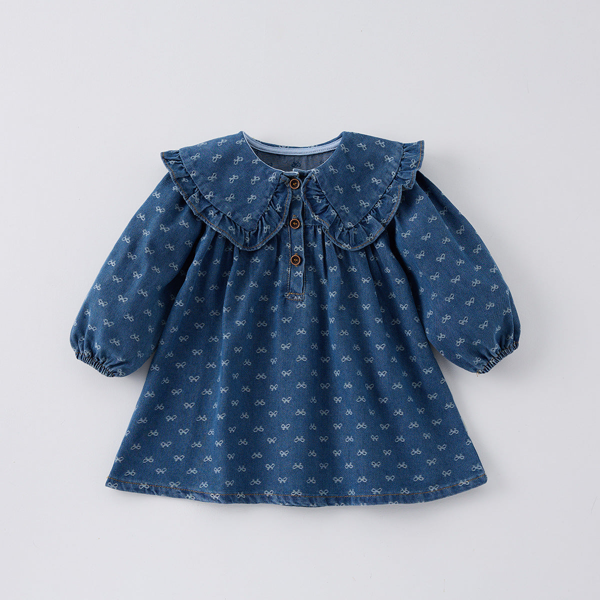 Toddler Girls Denim Crawling Romper And One-Piece Dress