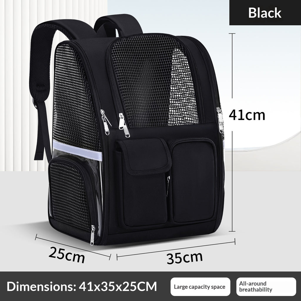 Large-Capacity Portable Transparent Insulated Pet Carrier With Shoulder Straps