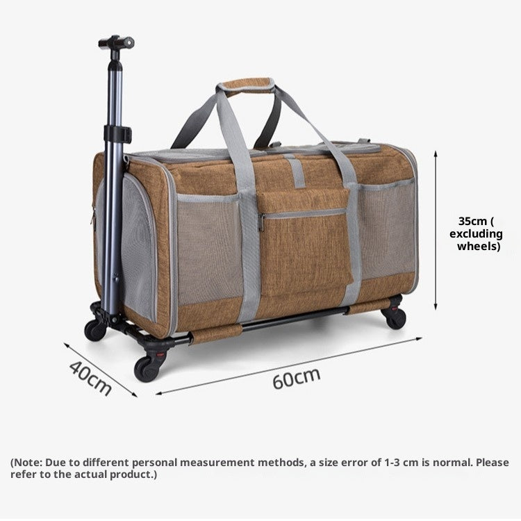 Portable Foldable Universal Wheel Breathable Hand-Held Cross-Body Large-Capacity Pet Bag