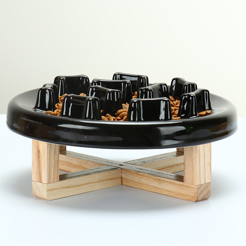 Tilted Solid Wood Double Bowl