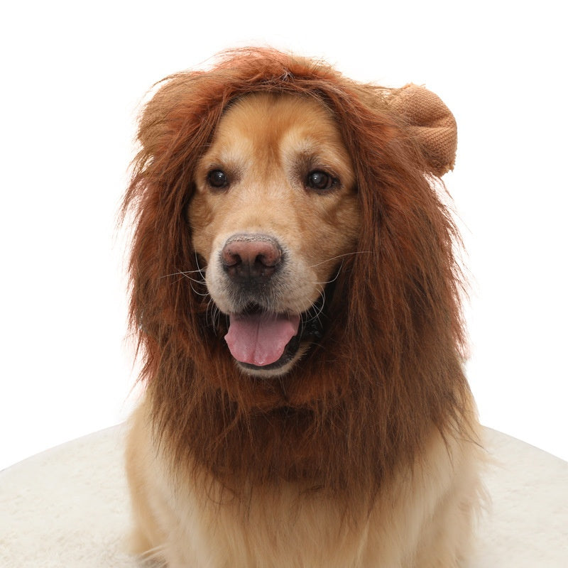 Pet Supplies Dog Wig Dog Hat Lion Head Cover