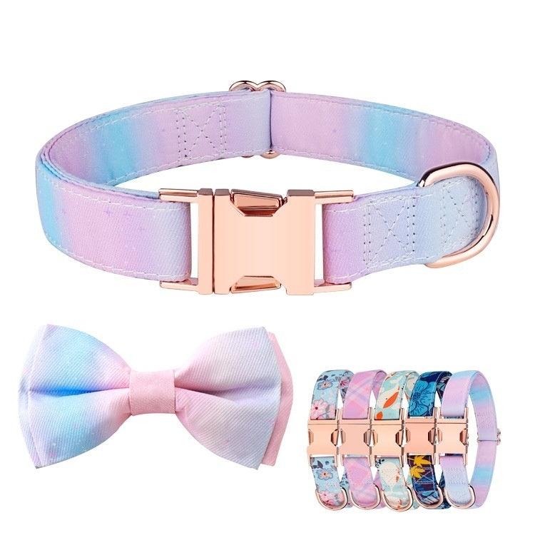 Pet Supplies Rose Gold Buckle Bow Collar