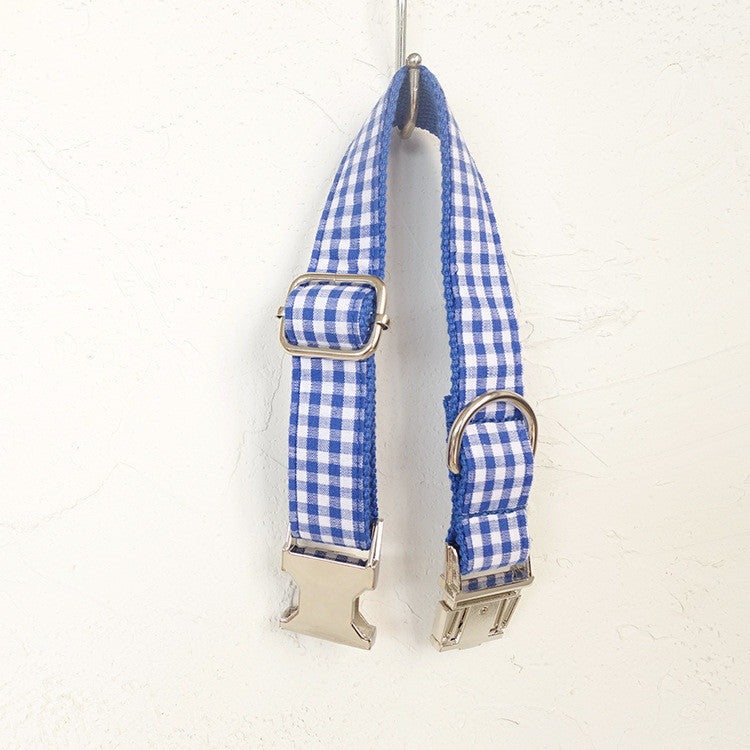 Blue Plaid Dog Collar