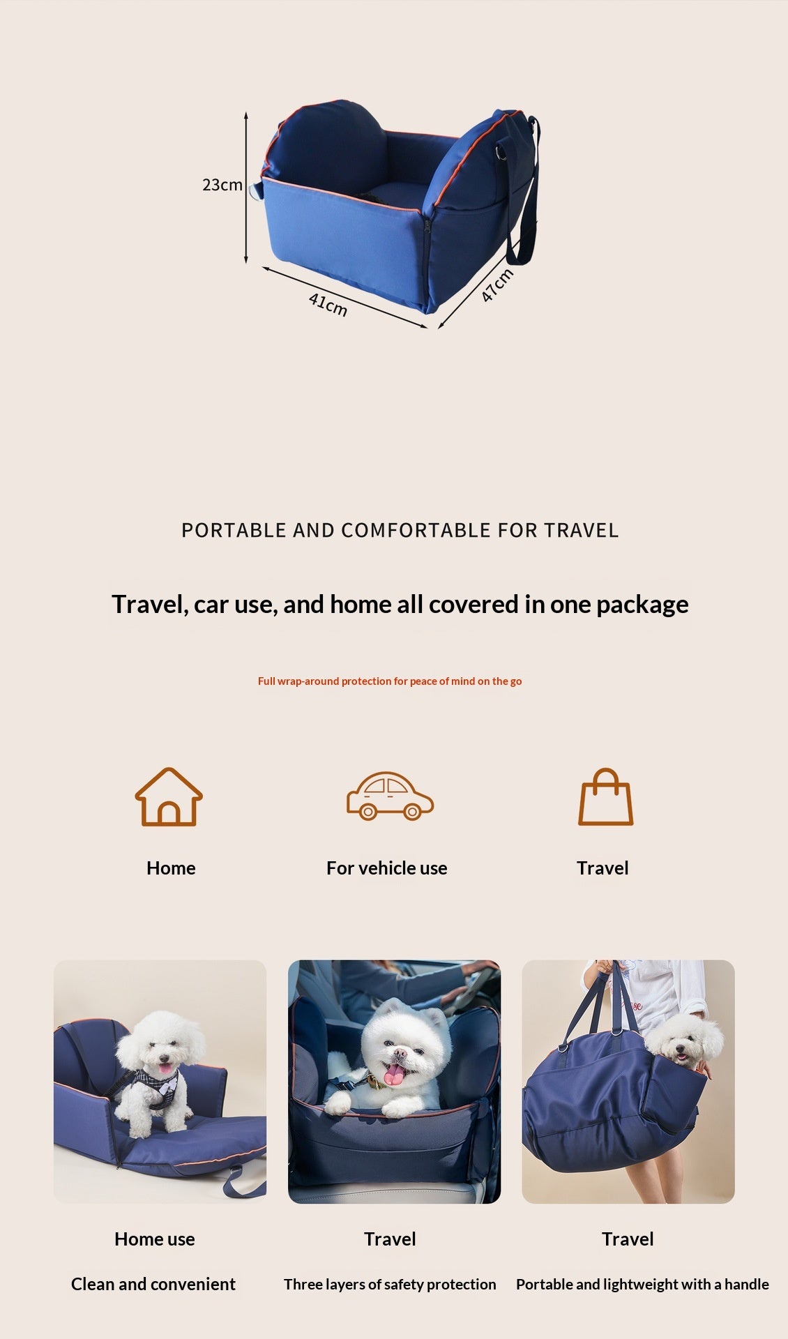 Car Console Pet Carrier and Dog Travel Bag