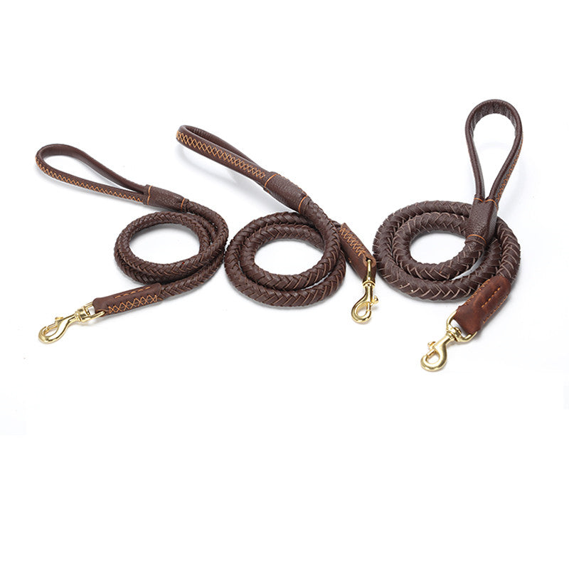 Leather Dog Leash Medium And Large Anti-Breakaway Chain